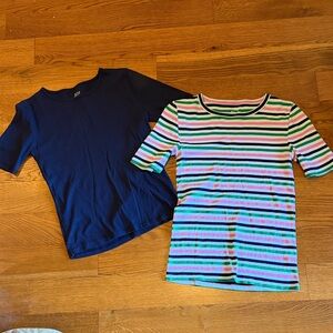 J. Crew perfect fit T-Shirts s small. One-navy, 1-light  blue & stripes.